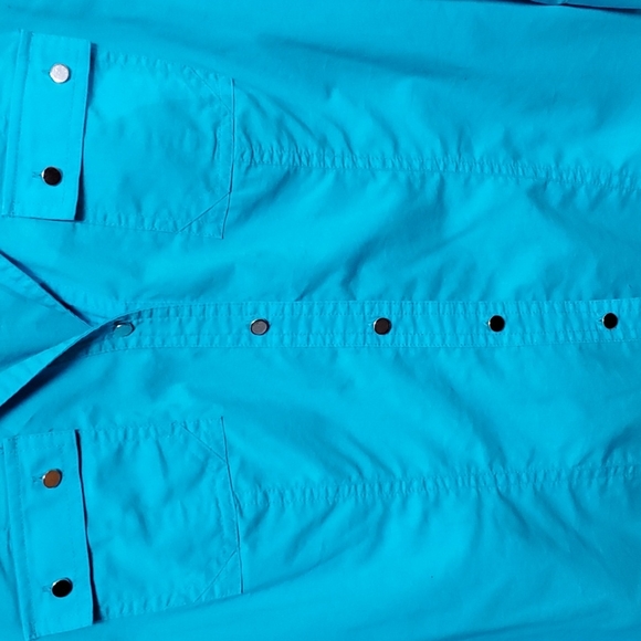 Christopher & Banks turquoise button down shirt size M - Picture 5 of 8